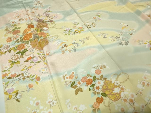平和屋本店■極上　訪問着　駒刺繍　花籠　暈し染め　金彩　逸品　未使用　DZAA3481kh5