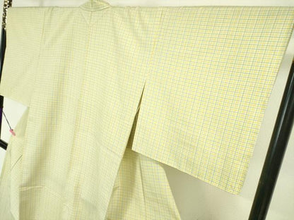 平和屋本店▽極上　紬　単衣　格子　逸品　DZAA3492kh5