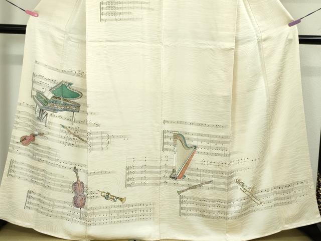 平和屋本店■極上 友禅師・京の名工・伝統工芸士 樽本伊勢蔵 訪問着・袋帯セット 楽譜 楽器 ピアノ ハープ 金銀彩 逸品 未使用 DZAA3544kh5