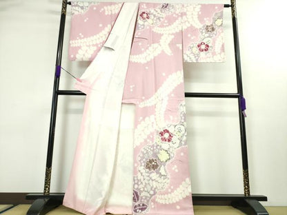 平和屋本店■極上　染色作家　小倉淳史　訪問着　辻ヶ花　暈し染め　撫子色地　色紙付き　逸品　DZAA3547kh5