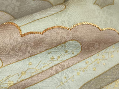 平和屋本店■極上　皇室献上作家　藤井寛　色留訪問着　駒刺繍　エ霞雲重ね　金彩　白橡色地　逸品　DZAA3571kh5