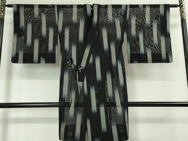 平和屋本店▽極上 道中着 スリーシーズン 塵除け ロング丈 黒地 反端付き 逸品 未使用 DZAA3578kh5