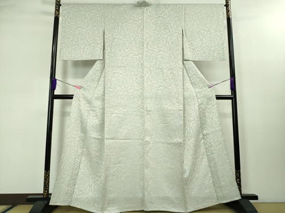 平和屋本店▽極上 衣扇四篠庵 お召 単衣 薔薇 反端付き 逸品 DZAA3582kh5