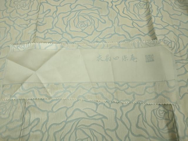 平和屋本店▽極上 衣扇四篠庵 お召 単衣 薔薇 反端付き 逸品 DZAA3582kh5