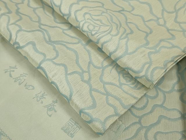 平和屋本店▽極上 衣扇四篠庵 お召 単衣 薔薇 反端付き 逸品 DZAA3582kh5