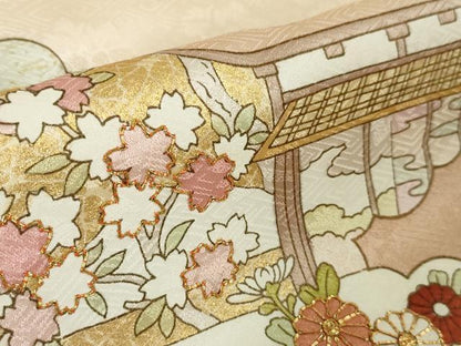 平和屋本店■極上　皇室献上作家　藤井寛　訪問着　駒刺繍　雲取り風景吉祥花文　金彩　逸品　未使用　DZAA3583kh5