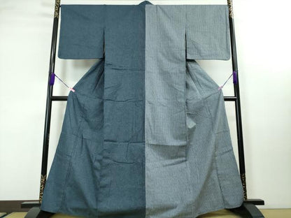 平和屋本店■極上　デニム　単衣　片身替わり　綿　逸品　DZAA3585kh5