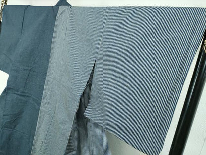平和屋本店■極上　デニム　単衣　片身替わり　綿　逸品　DZAA3585kh5