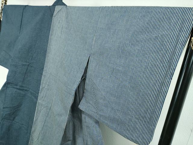 平和屋本店■極上　デニム　単衣　片身替わり　綿　逸品　DZAA3585kh5