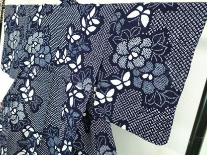 平和屋本店■極上　夏物　浴衣　有松鳴海絞り　舞蝶花文　綿　逸品　DZAA3590kh5