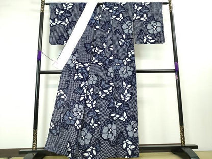 平和屋本店■極上　夏物　浴衣　有松鳴海絞り　舞蝶花文　綿　逸品　DZAA3590kh5