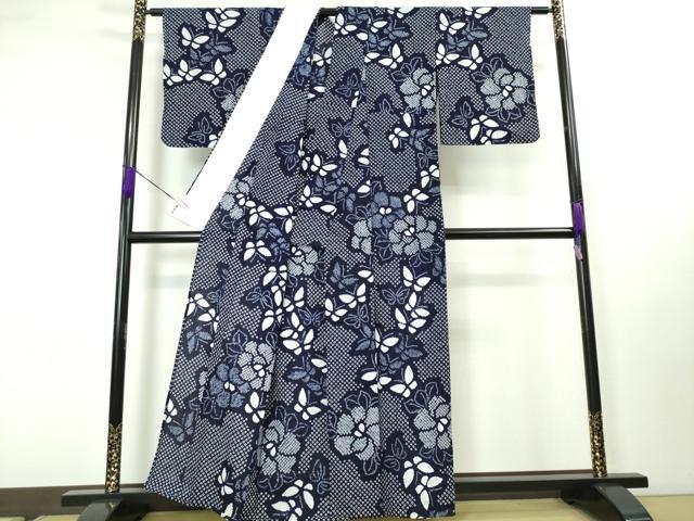 平和屋本店■極上　夏物　浴衣　有松鳴海絞り　舞蝶花文　綿　逸品　DZAA3590kh5