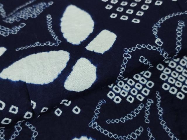 平和屋本店■極上　夏物　浴衣　有松鳴海絞り　舞蝶花文　綿　逸品　DZAA3590kh5