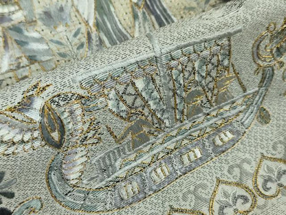 平和屋本店■極上　中国三大刺繍　スワトウ刺繍　汕頭刺繍　訪問着　お召地　古代人物壁画文様　金糸　逸品　DZAA3603kh5