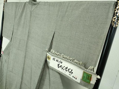 平和屋本店▽極上 結城紬 もめんちぢみ 単衣 結城屋謹製 綿 証紙付き 逸品 DZAA3611kh5