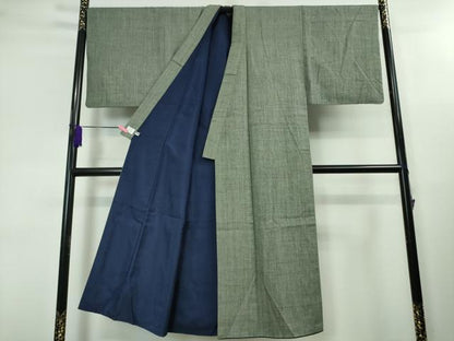 平和屋本店■極上 男性 本場結城紬 重要無形文化財 アンサンブル・長襦袢セット 羽裏・風神雷神　高島屋扱い　証紙付き　逸品　DZAA3614kh5