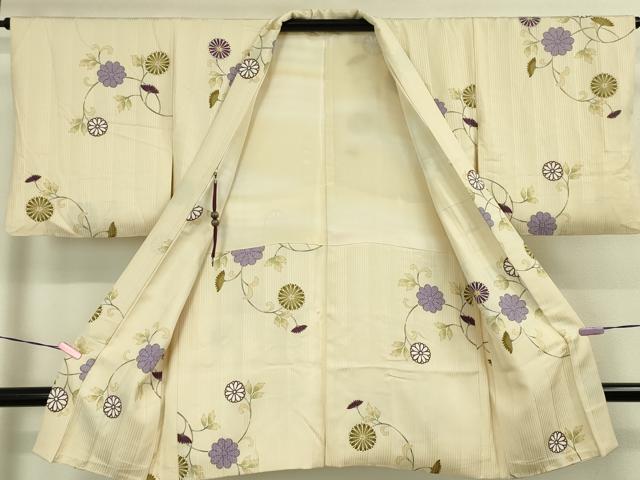 平和屋本店■極上　羽織　菊唐草文　鳥の子色地　金彩　羽織紐付き　逸品　DZAA3621kh5