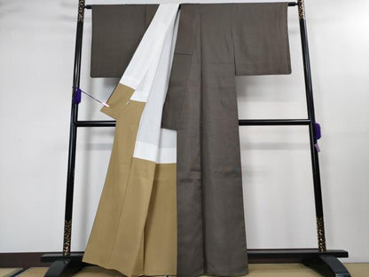 平和屋本店●超希少　銀座もとじ　本場黄八丈 黒八丈 紬 手織 風通くずし 伝統工芸士 西條吉広 佐々木りつか　証紙付き　逸品　DZAA3626kh5