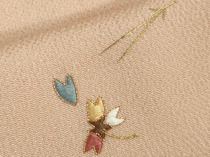 平和屋本店●極上 京都祇園の老舗 ぎをん齋藤 訪問着 駒刺繍 総刺繍 花籠 吹寄せ 洗柿色地 鬼しぼ縮緬 金糸 逸品 DZAA3704kh5