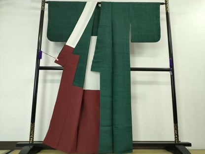 平和屋本店●極上 浦野理一 経節紬 胴抜き仕立て 鉄色 逸品 DZAA3706kh5