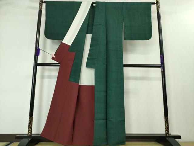 平和屋本店●極上 浦野理一 経節紬 胴抜き仕立て 鉄色 逸品 DZAA3706kh5