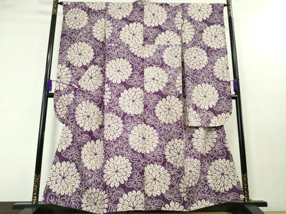 平和屋本店●希少 岩手の匠 草紫堂 南部絞り 紫根染 紬 振袖 菊文 正絹 逸品 DZAA3712kh5