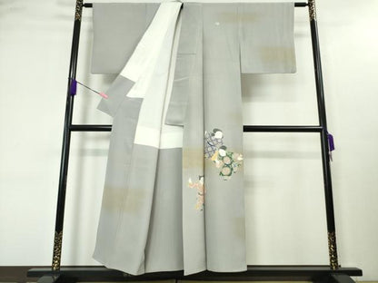 平和屋本店■極上　加賀友禅の巨匠　初代　由水十久　訪問着　童子遊び　灰青色地　暈し染め　逸品　DZAA3717kh5