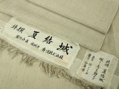 平和屋本店■希少　夏物　結城紬　夏結城　奥順謹製　織・青木静子　証紙付き　逸品　未使用　DZAA3719kh5