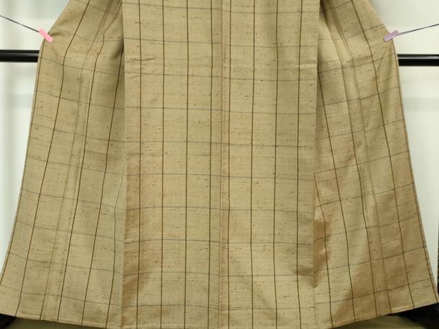 平和屋本店■希少　ざざんざ織　単衣　格子　逸品　DZAA3739kh5