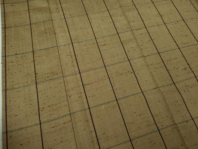 平和屋本店■希少　ざざんざ織　単衣　格子　逸品　DZAA3739kh5