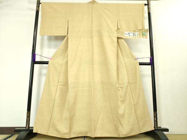平和屋本店■極上　結城紬　色無地　丁子色　さが美扱い　証紙付き　逸品　未使用　DZAA3742kh5