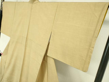 平和屋本店■極上　結城紬　色無地　丁子色　さが美扱い　証紙付き　逸品　未使用　DZAA3742kh5