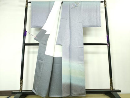 平和屋本店■極上　久保田一竹　幻の辻が花　訪問着　草花地紋　暈し染め　金通し地　逸品　未使用　DZAA3756kh5