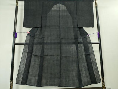 平和屋本店■極上　夏物　上布　麻　網目文　濃紺地　逸品　DZAA3762kh5