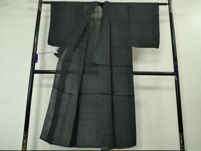 平和屋本店■極上　夏物　上布　麻　網目文　濃紺地　逸品　DZAA3762kh5
