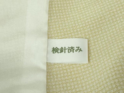 平和屋本店■極上　江戸小紋　単衣　角通し　女郎花色×象牙色　逸品　未使用　DZAA3763kh5