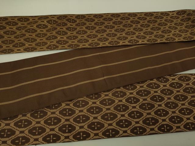 平和屋本店■希少　男性　西陣　川島織物　両面　角帯　菱繋ぎ　逸品　未使用　DZAA3774kh5
