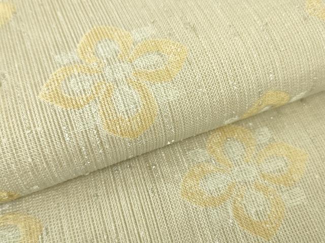 平和屋本店■極上　洛風林　工芸帯地　九寸名古屋帯　紬地　花菱文　銀糸　逸品　未使用　DZAA3814kh5
