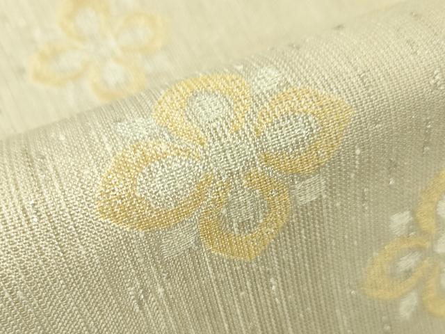 平和屋本店■極上　洛風林　工芸帯地　九寸名古屋帯　紬地　花菱文　銀糸　逸品　未使用　DZAA3814kh5