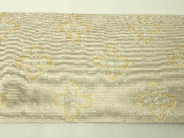 平和屋本店■極上　洛風林　工芸帯地　九寸名古屋帯　紬地　花菱文　銀糸　逸品　未使用　DZAA3814kh5