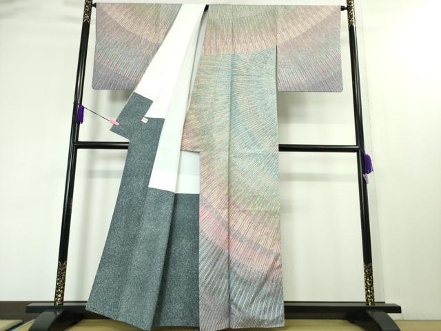 平和屋本店■極上　石川県指定無形文化財 牛首紬 白山工房 手織 京友禅作家 木村勝美　訪問着・長襦袢セット　証紙付き　逸品　DZAA3819kh5