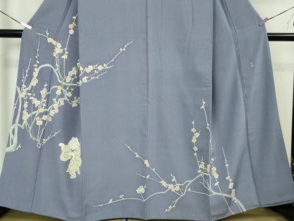 平和屋本店●極上　加賀友禅の巨匠　初代　由水十久　色留袖　童子　お面　枝梅　藤納戸色地　逸品　DZAA3821kh6