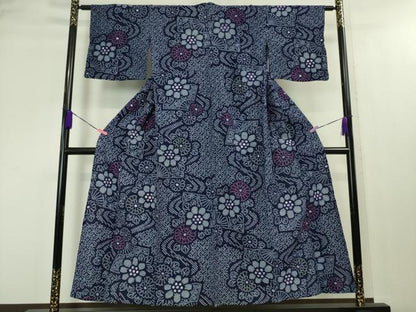 平和屋本店■極上　夏物　浴衣　有松鳴海絞り　流水扇面花文　綿　逸品　DZAA3845kh5