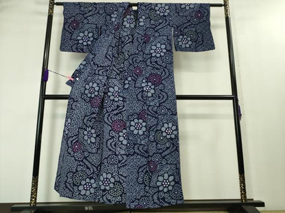 平和屋本店■極上　夏物　浴衣　有松鳴海絞り　流水扇面花文　綿　逸品　DZAA3845kh5
