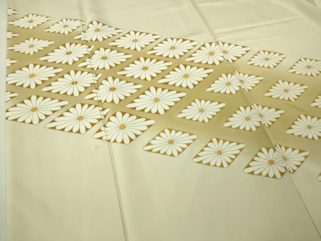 平和屋本店■極上　訪問着　駒刺繍　菊菱　象牙色地　暈し染め　金彩　逸品　DZAA3865kh5