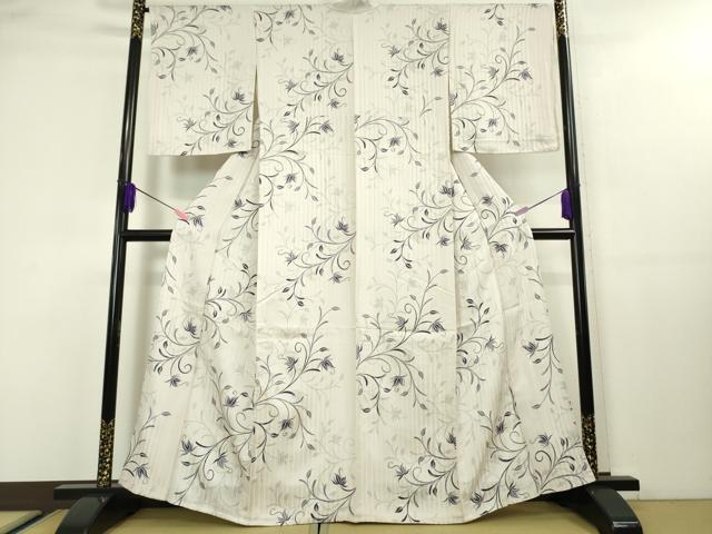 平和屋本店■極上　小紋　単衣　花唐草文　銀彩　やまと誂製　逸品　DZAA3894kh5