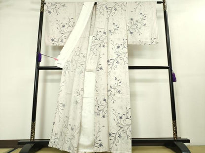 平和屋本店■極上　小紋　単衣　花唐草文　銀彩　やまと誂製　逸品　DZAA3894kh5