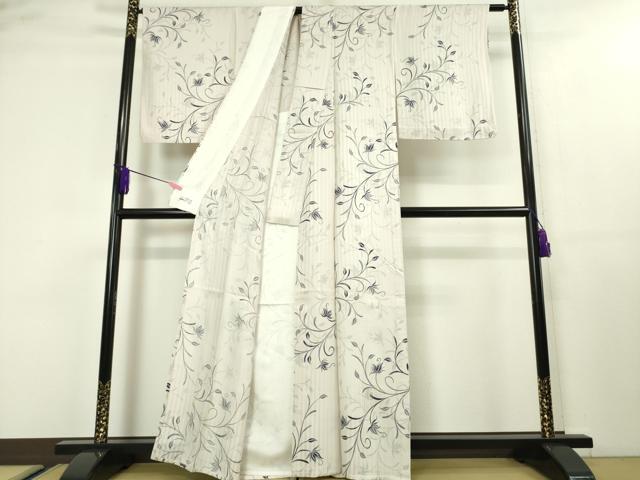 平和屋本店■極上　小紋　単衣　花唐草文　銀彩　やまと誂製　逸品　DZAA3894kh5