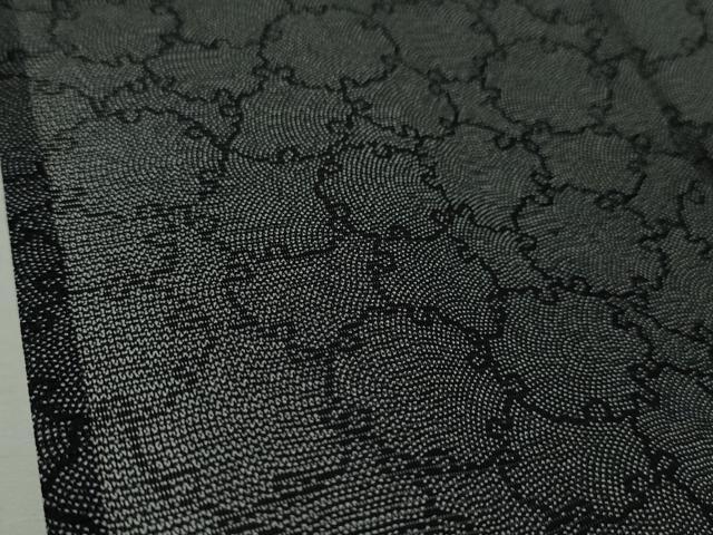平和屋本店■極上　夏物　江戸小紋　絽　雪輪文　鮫小紋柄　黒地　逸品　DZAA3899kh5