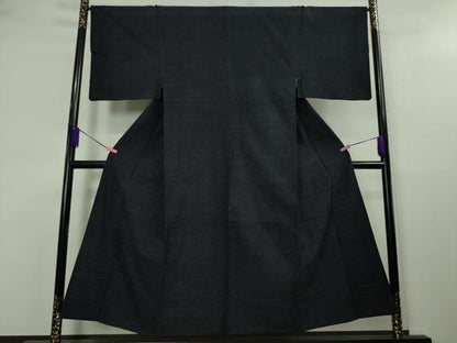 平和屋本店■希少 男性 重要無形文化財技術保持者 森山虎雄 天然藍染 久留米絣 アンサンブル 手織 綿 証紙・羽織紐付き 逸品　DZAA3901kh5